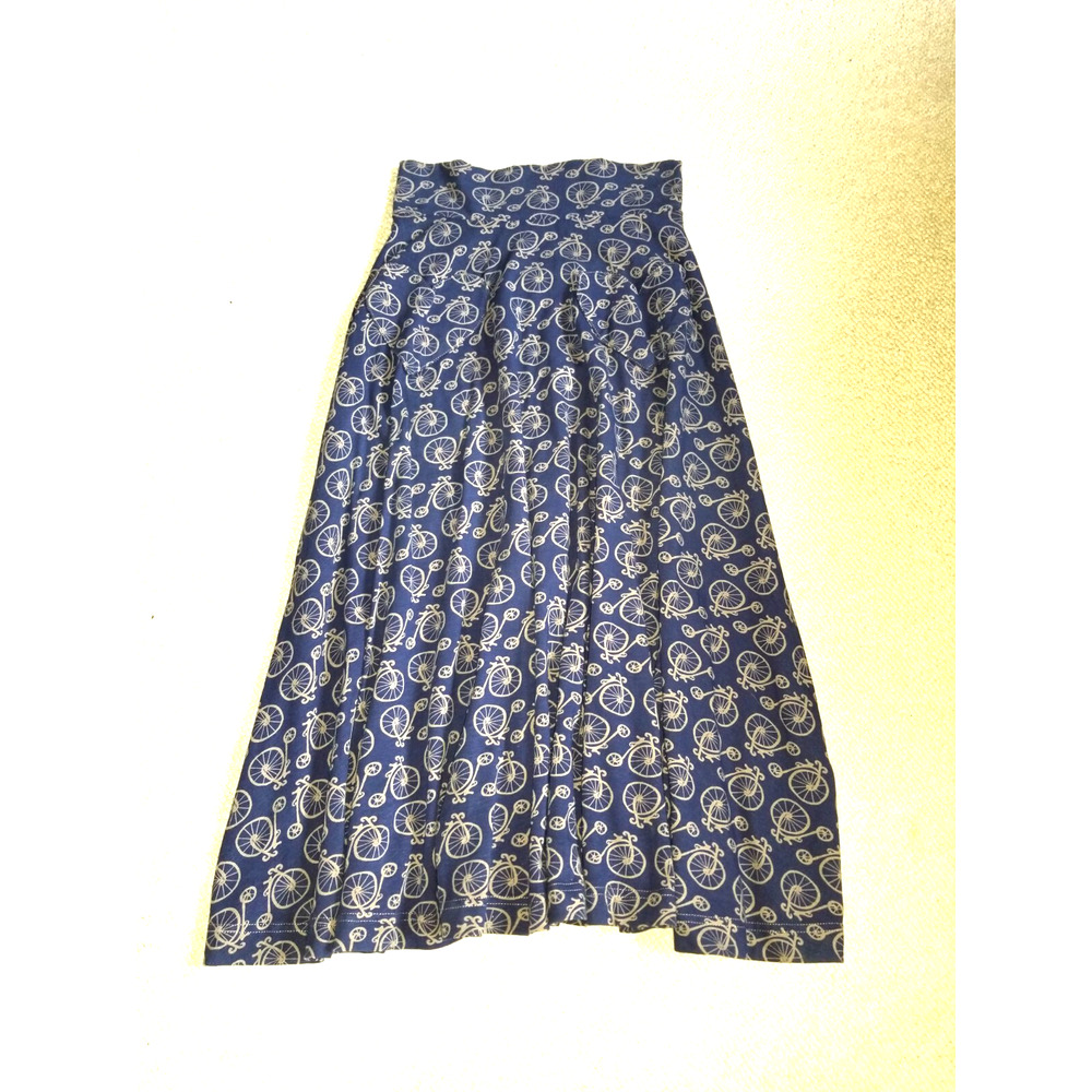 Womens Skirt-EFFIE'S HEART-navy/grey unicycle cotton stretch knit pull-on midi-S
